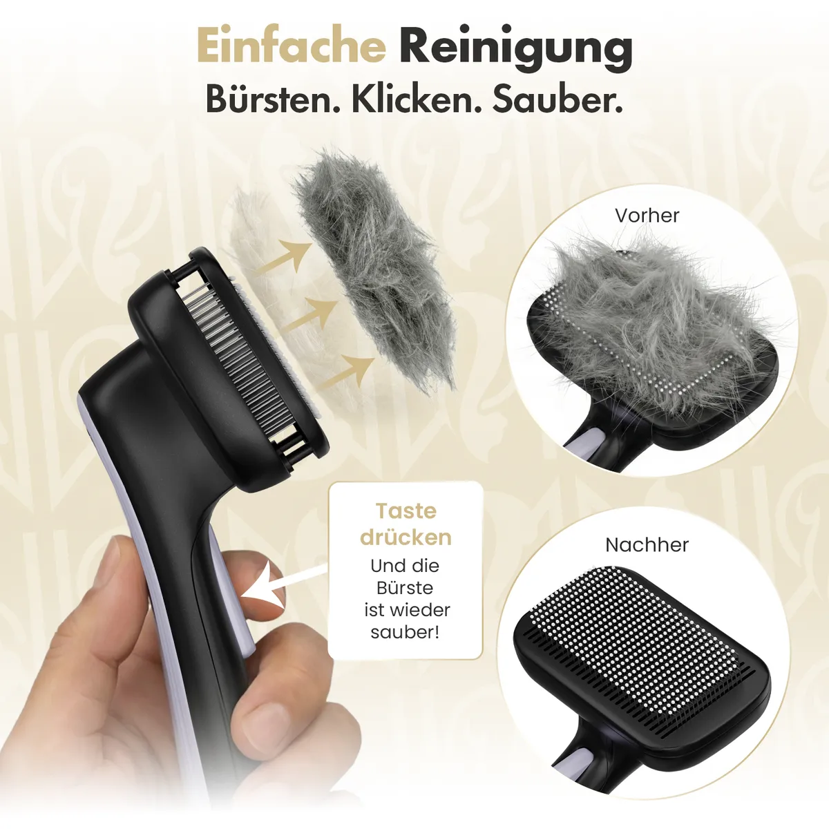 Selbstreinigende Fellbürste für Katzen & Hunde 4